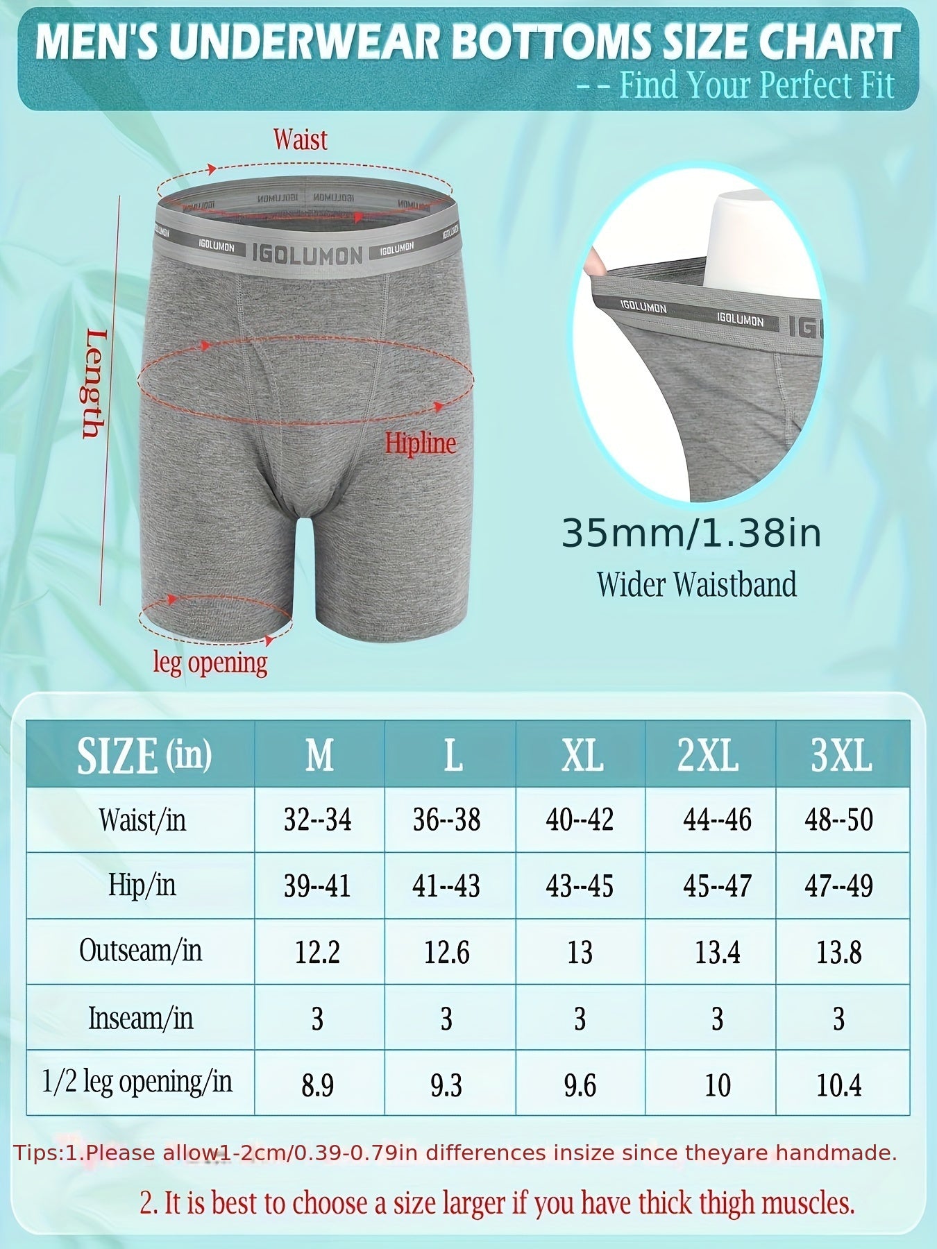 6 Pack Soft Bamboo Rayon IGOLUMON Mens Underwear, Breathable Boxer Briefs For Men Trunks With Fly