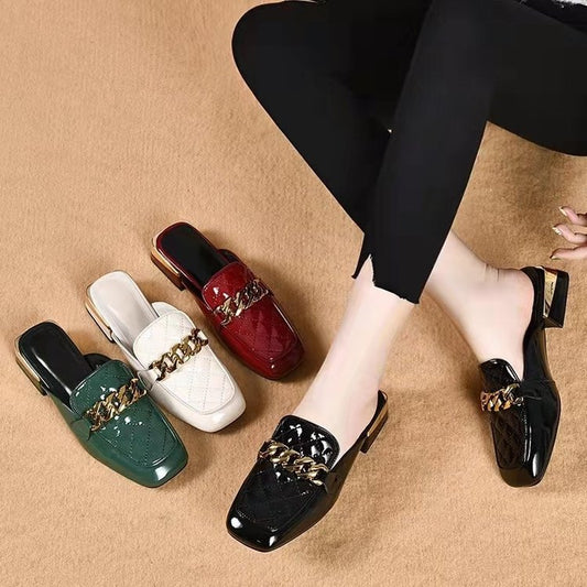 Women's Spring And Summer New Women's Shoes Mid Heel Toe Box Slippers