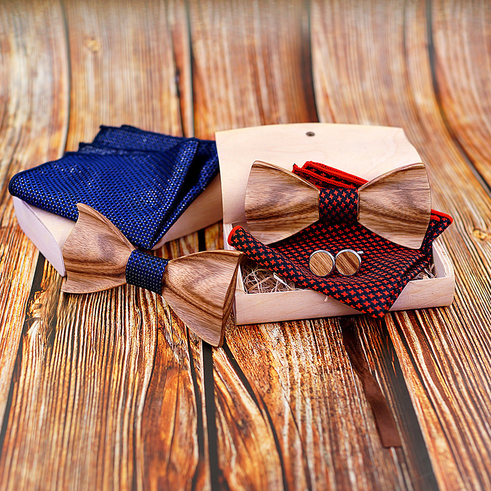 Zebra wood wooden bow tie
