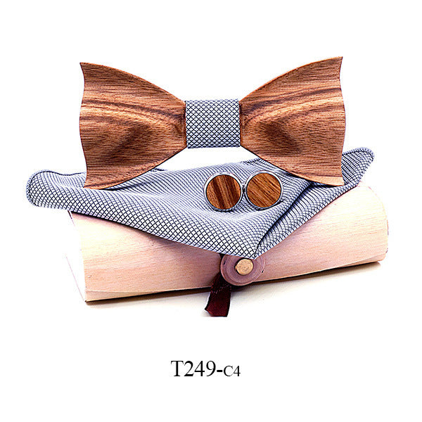 Zebra wood wooden bow tie