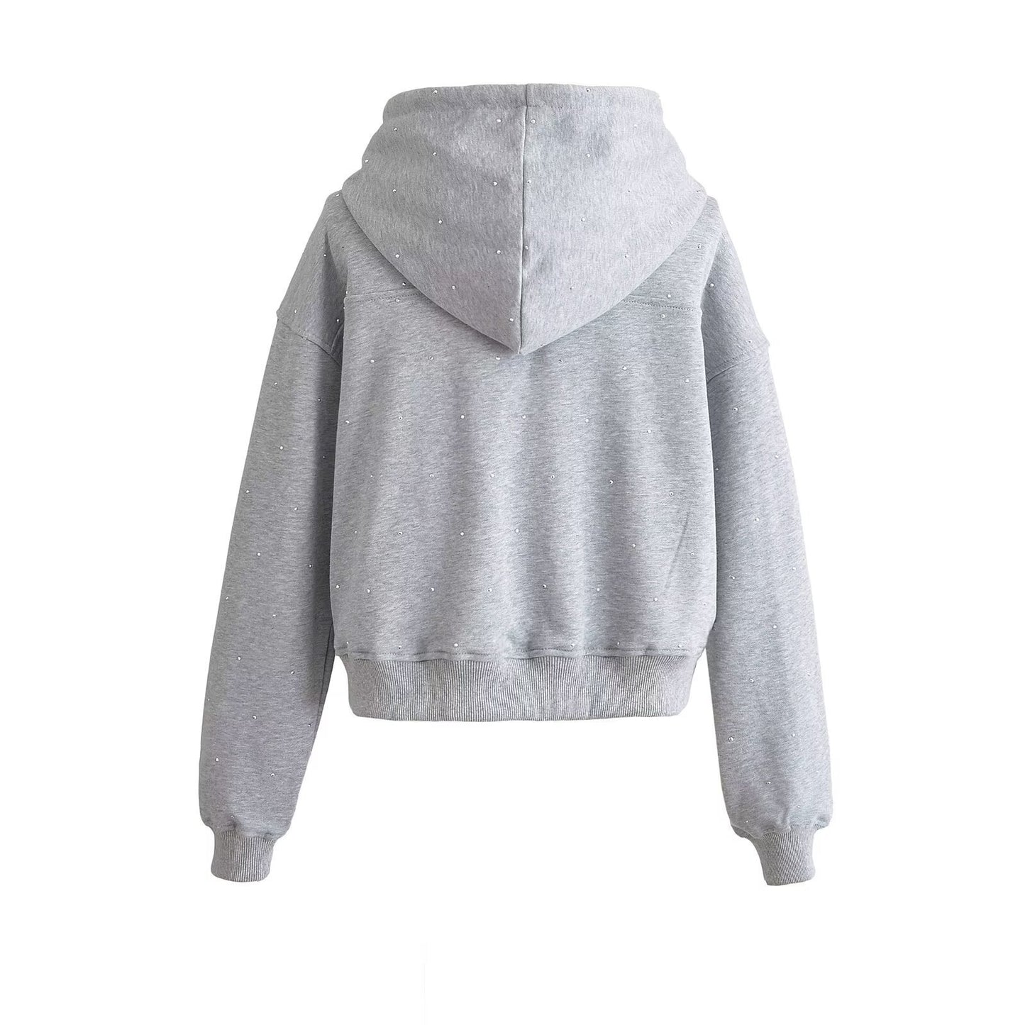 Summer New European And American Style Starry Rhinestone Hoodie With Drawstrings Coat Women's Sweater