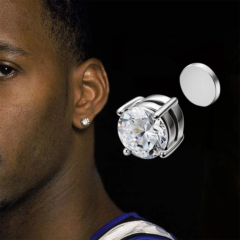 1Pair Fashion Crystal Magnetic Clip Ear Stud Non Piercing Earrings Fake Earring Gift for Men Women Jewelry