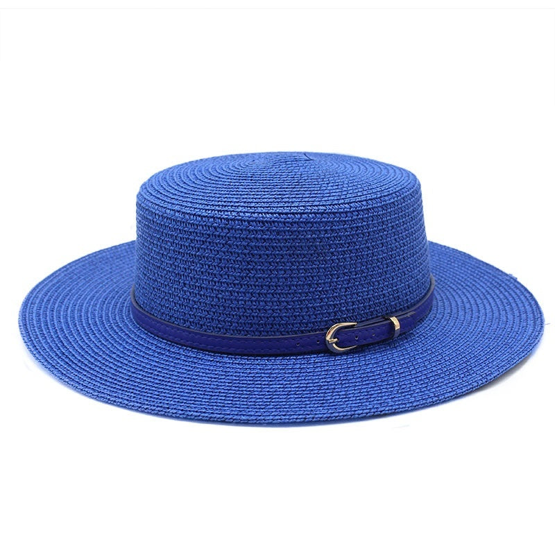 Wide Brim Flat Top Women's Spring And Summer Sun Beach Sun-proof Straw Hat