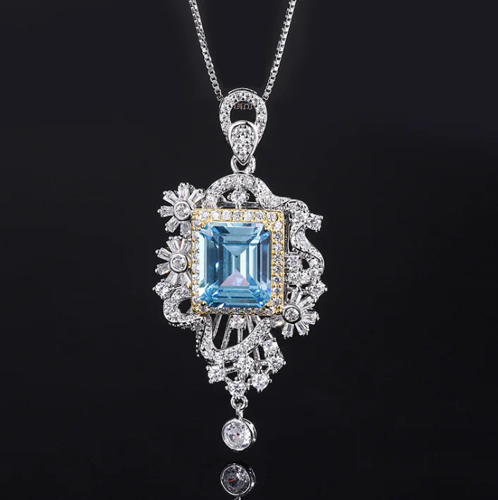 Simulated Aquamarine Pendant and Ring Set