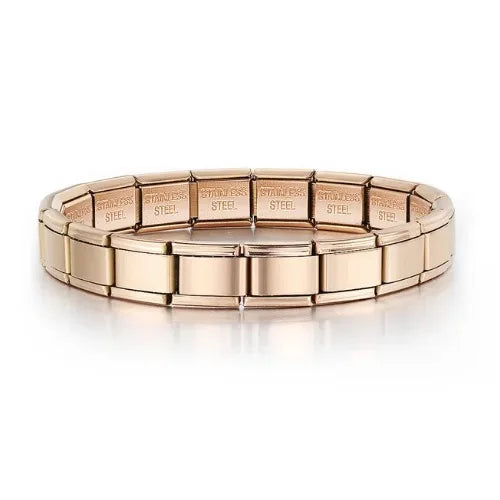 Trendy Square Italy Stainless Steel Bracelets For Women Men HipHop Metal Italian 18 Modules Bracelet Stretchable Jewelry