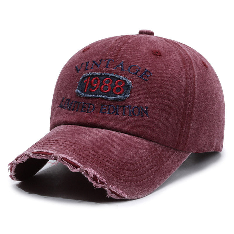 American Retro Soft Top Make Old Ripped Letter Embroidered Baseball Cap