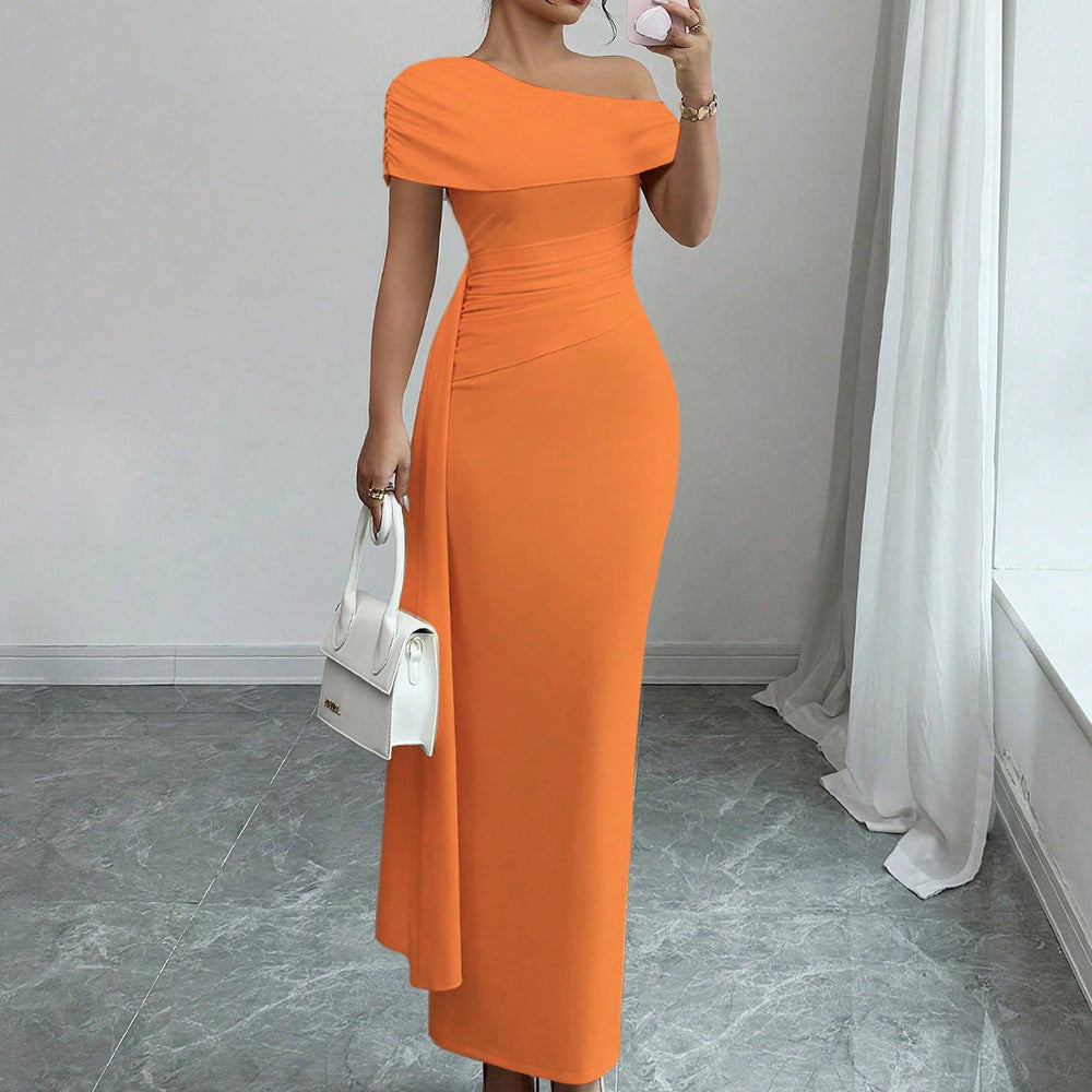 Strapless Solid Color Sleeveless Sheath Dress