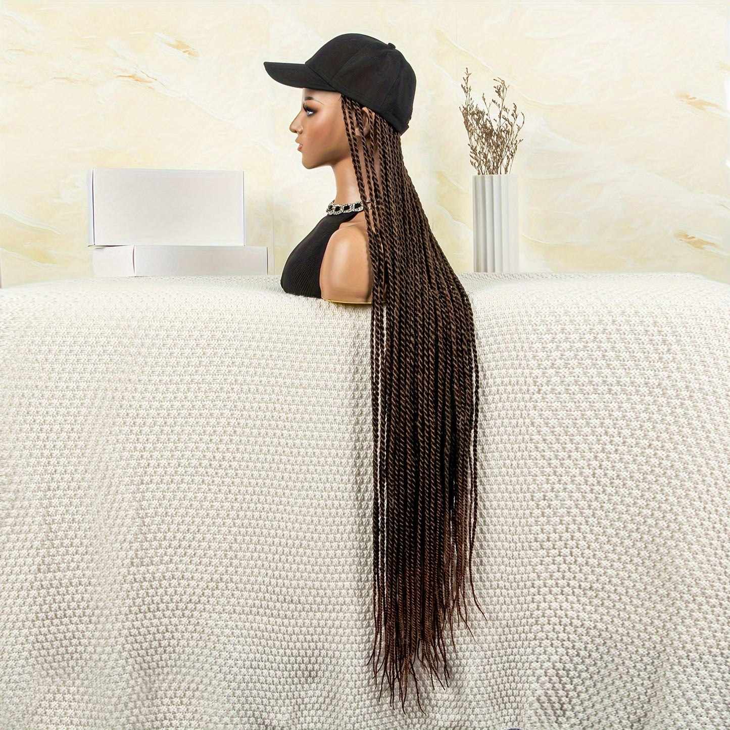 Baseball Hat Hooded Wig Hat Wig Braided Wig Long Wig For Women Synthetic Wig Beginners Friendly Heat Resistant