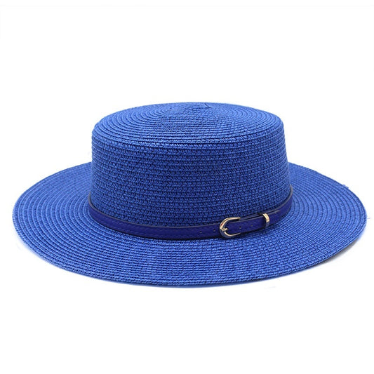 Wide Brim Flat Top Women's Spring And Summer Sun Beach Sun-proof Straw Hat