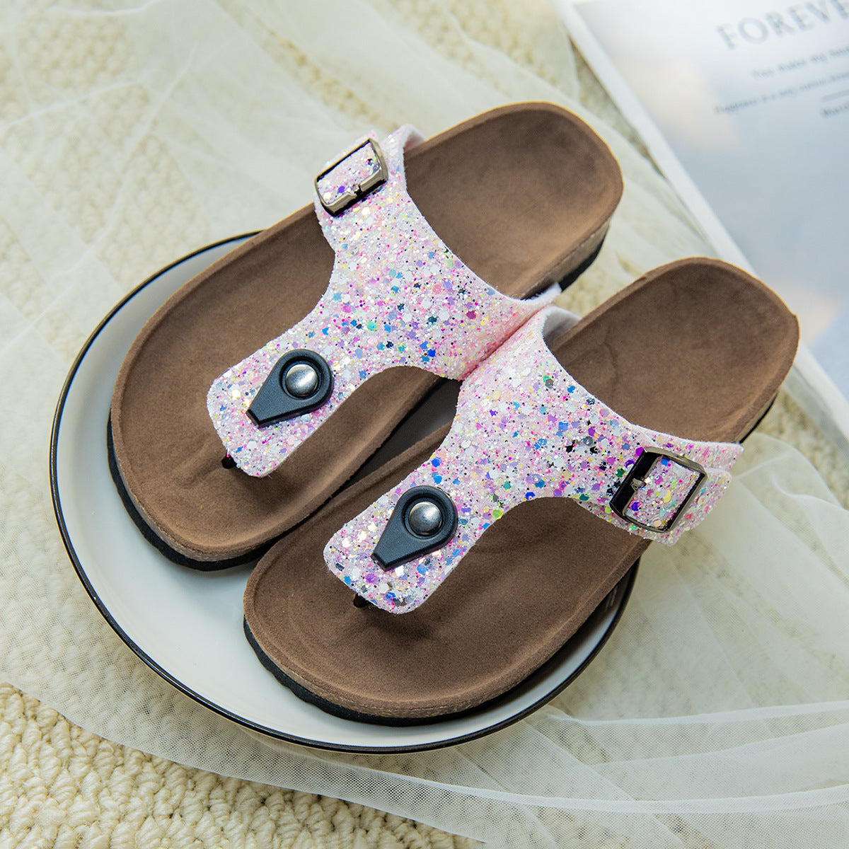 Cork Flip-flops Couples Shoes Beach Outdoor Slippers