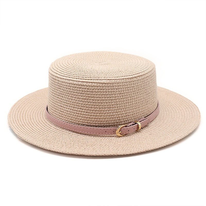 Wide Brim Flat Top Women's Spring And Summer Sun Beach Sun-proof Straw Hat