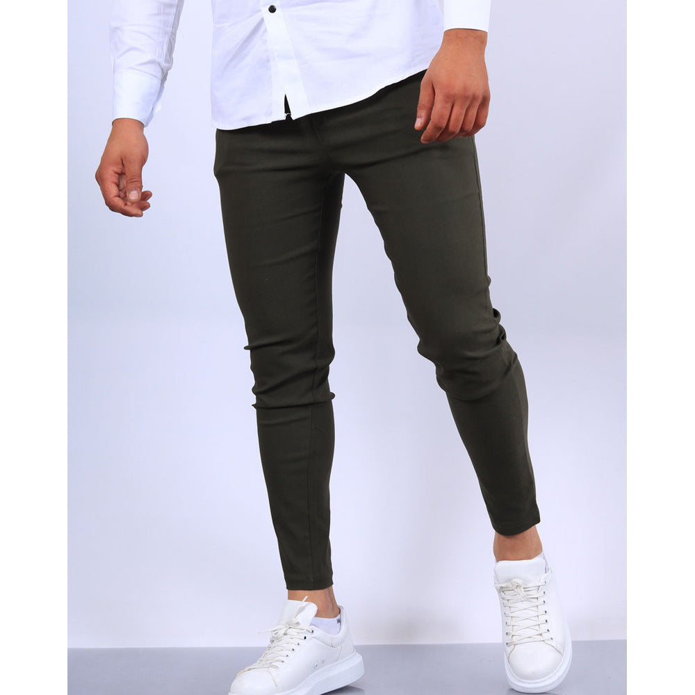 Men's Solid Color Faux Pocket Formal Casual Pants