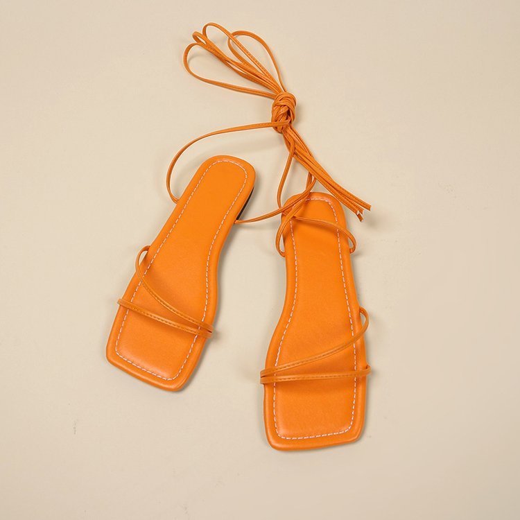 European And American Ankle Ring Bandage Cloth Flat Sandals Women's Summer