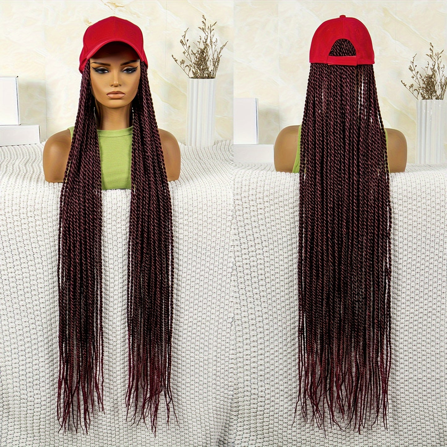 Baseball Hat Hooded Wig Hat Wig Braided Wig Long Wig For Women Synthetic Wig Beginners Friendly Heat Resistant