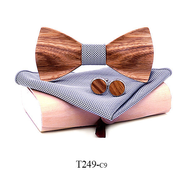 Zebra wood wooden bow tie