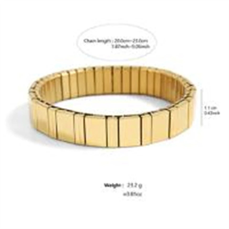 Trendy Square Italy Stainless Steel Bracelets For Women Men HipHop Metal Italian 18 Modules Bracelet Stretchable Jewelry