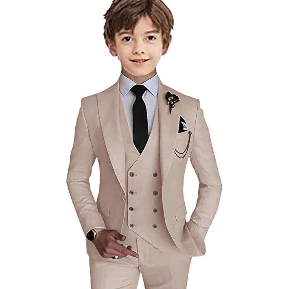 Boys 3 Piece Suit Jackets Single Breasted Vest Tuxedo Suits for Children 3-16 Years Old Colorful Kids Outfit Prom Party