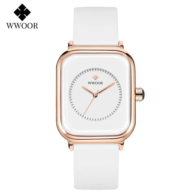WWOOR Luxury Brand Red Square Watch For Women Quartz Watch Elegant Dress Ladies Wristwatch Simple Female Clock Relogio Feminino