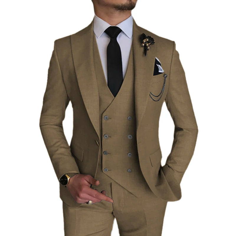 2022 Wedding Tuxedos Latest Groom Suit 3 Pieces Light Blue Groomsmen Formal Party Classic Men Suits