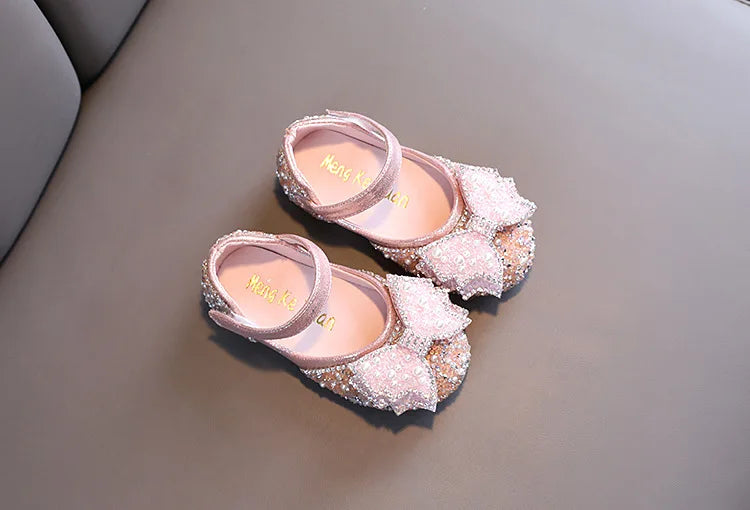 Autumn Girls Leather Shoes Princess Square Rhinestone Bow Single Shoes Fashion Children Performance Wedding Shoes G14