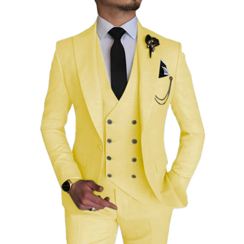 2022 Wedding Tuxedos Latest Groom Suit 3 Pieces Light Blue Groomsmen Formal Party Classic Men Suits