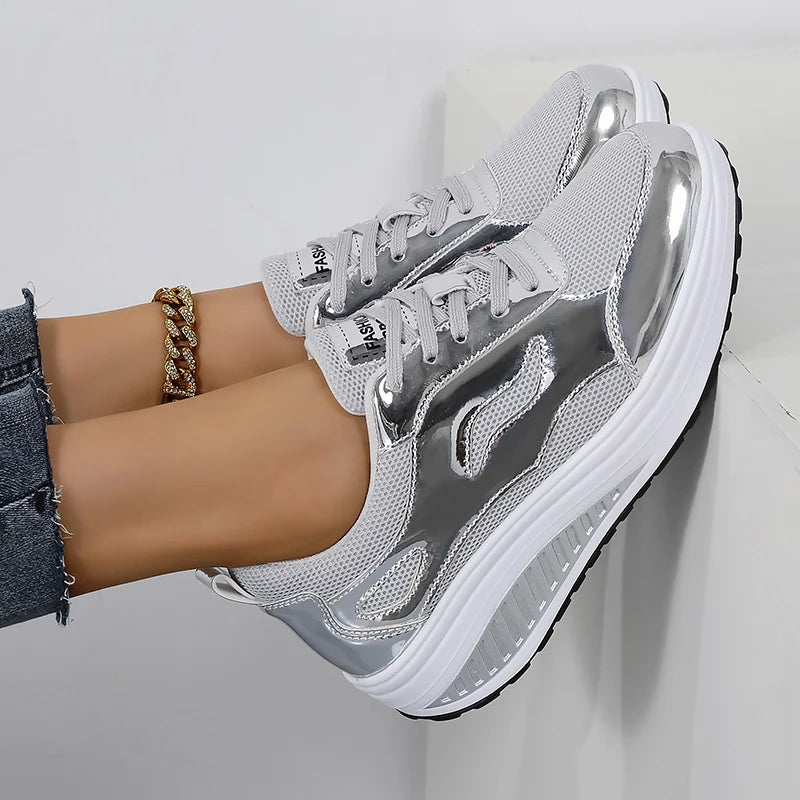 PinkM PT182 Sneakers Women Casual Shoes Platform Slip on Loafers 2024 New Flats Female Walking Shoes Wedges Chunky Woman Ladies