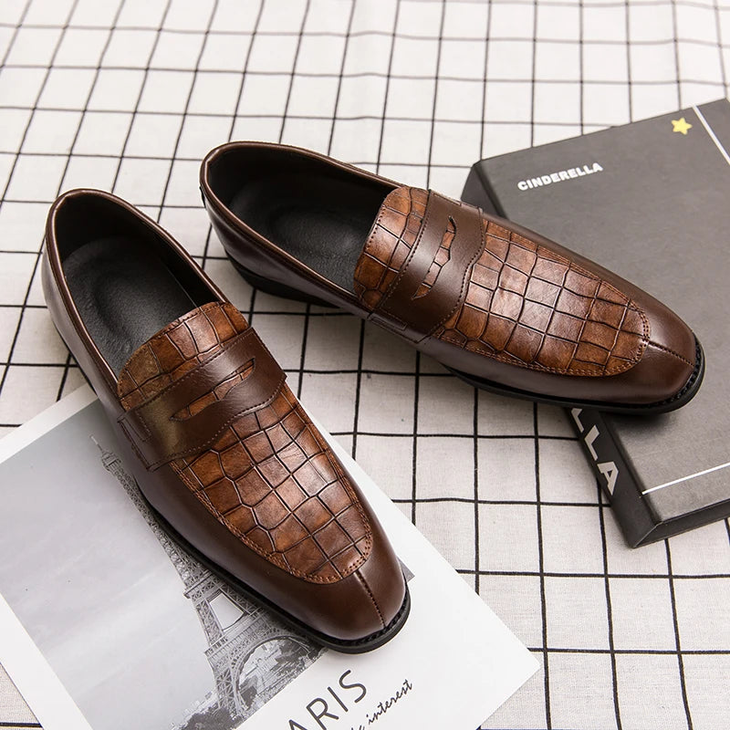Big Size 38-47 Retro Fashion Slip-on Loafers High Quality Genuine Leather Men's Dress Shoes 2024