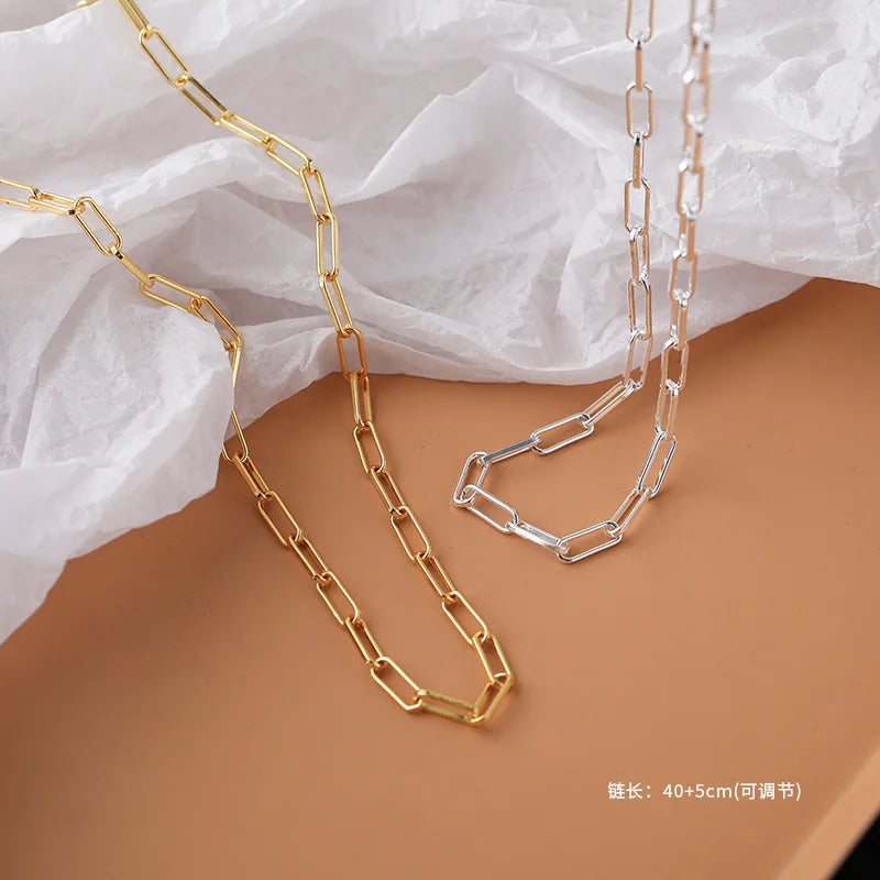 925 Sterling Silver Gold Necklace For Women High Quality Sterling-silver-jewelry  Chain Necklace