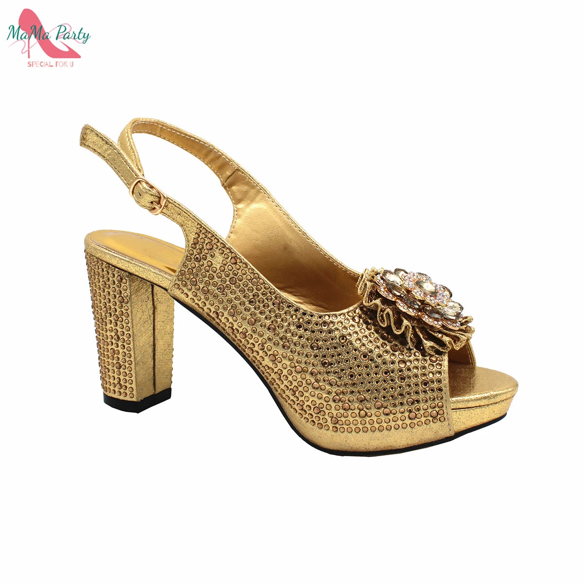 African Mature Women Shoes and Bag to Match in Teal Color Comfortable Heels with Platform for Garden Party