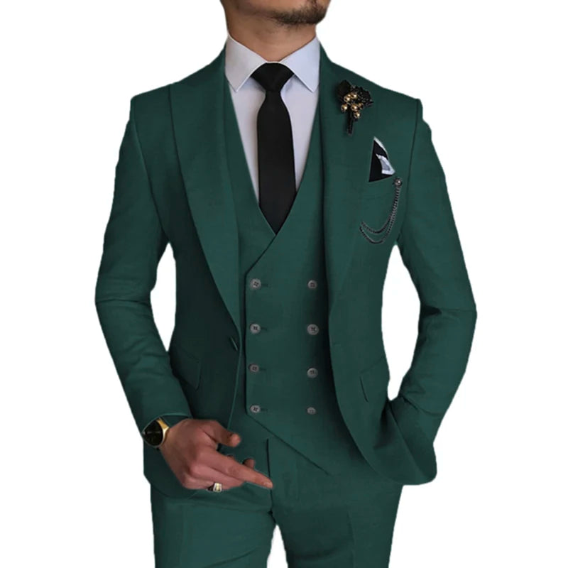2022 Wedding Tuxedos Latest Groom Suit 3 Pieces Light Blue Groomsmen Formal Party Classic Men Suits