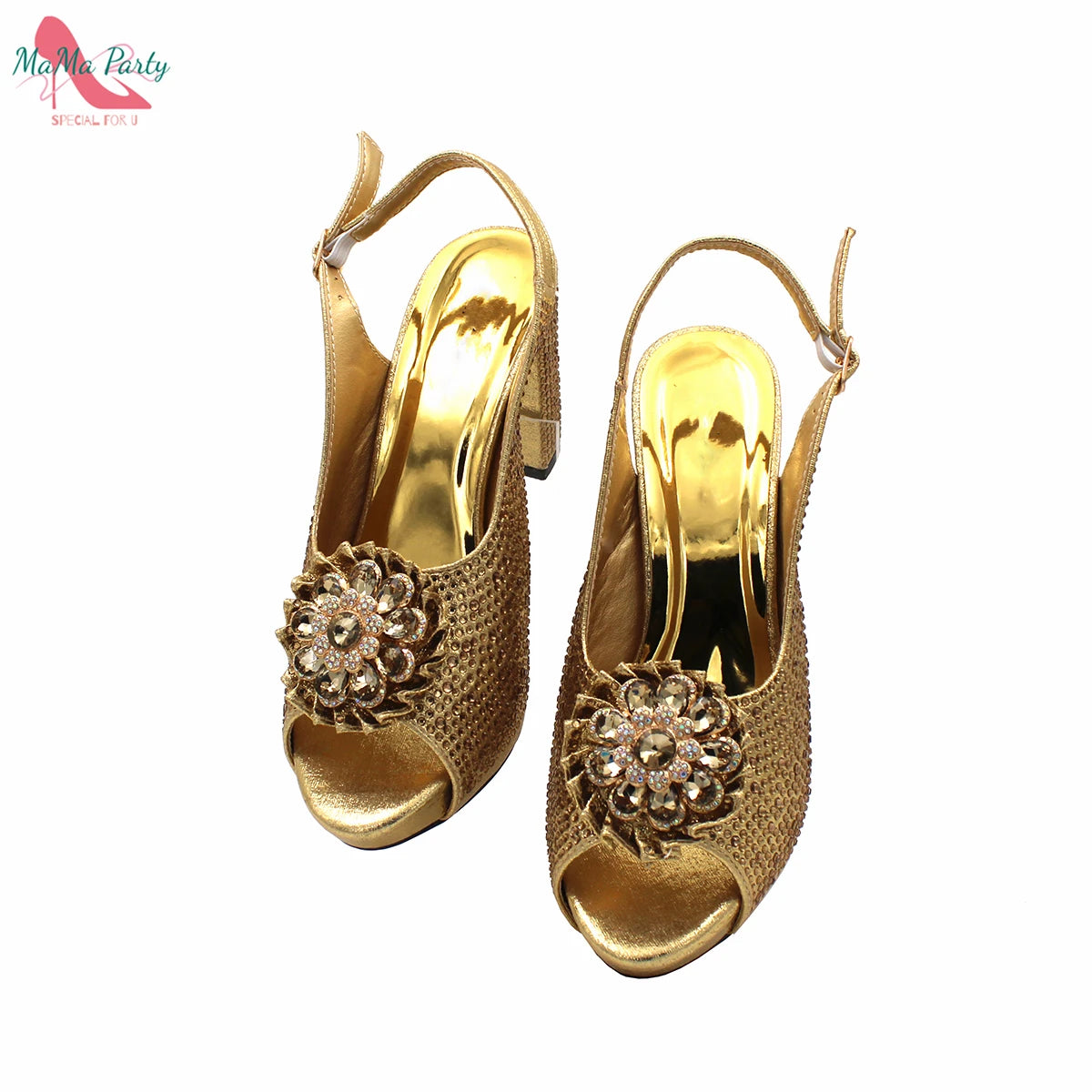 African Mature Women Shoes and Bag to Match in Teal Color Comfortable Heels with Platform for Garden Party