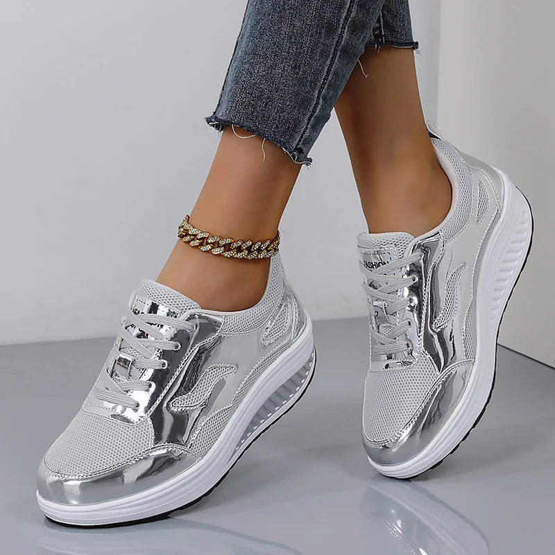 PinkM PT182 Sneakers Women Casual Shoes Platform Slip on Loafers 2024 New Flats Female Walking Shoes Wedges Chunky Woman Ladies