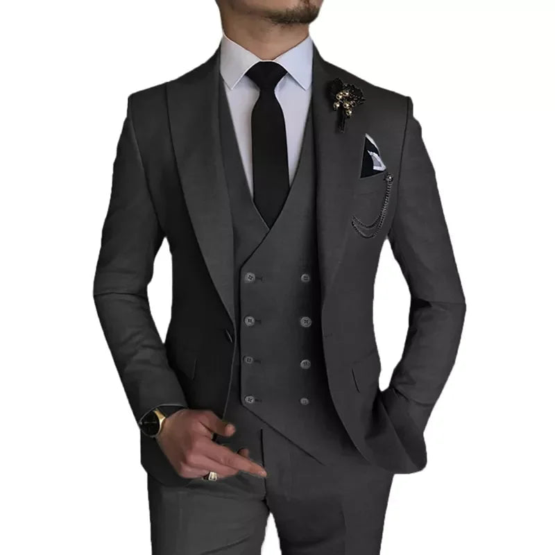 2022 Wedding Tuxedos Latest Groom Suit 3 Pieces Light Blue Groomsmen Formal Party Classic Men Suits