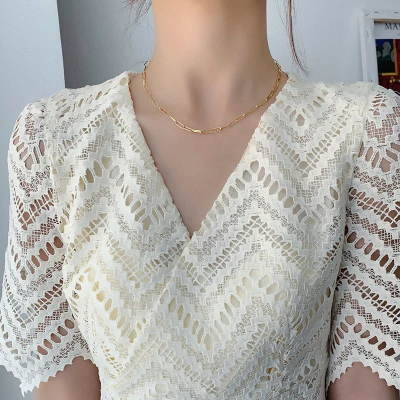 925 Sterling Silver Gold Necklace For Women High Quality Sterling-silver-jewelry  Chain Necklace