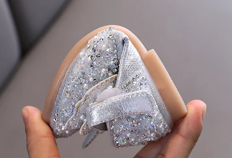 Autumn Girls Leather Shoes Princess Square Rhinestone Bow Single Shoes Fashion Children Performance Wedding Shoes G14