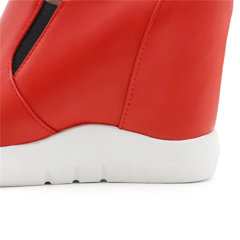 Hidden Platform Wedges Sneakers Women Spring Autumn Casual Shoes On Platform Comfort Wedge Heels Red White Sneaker Female