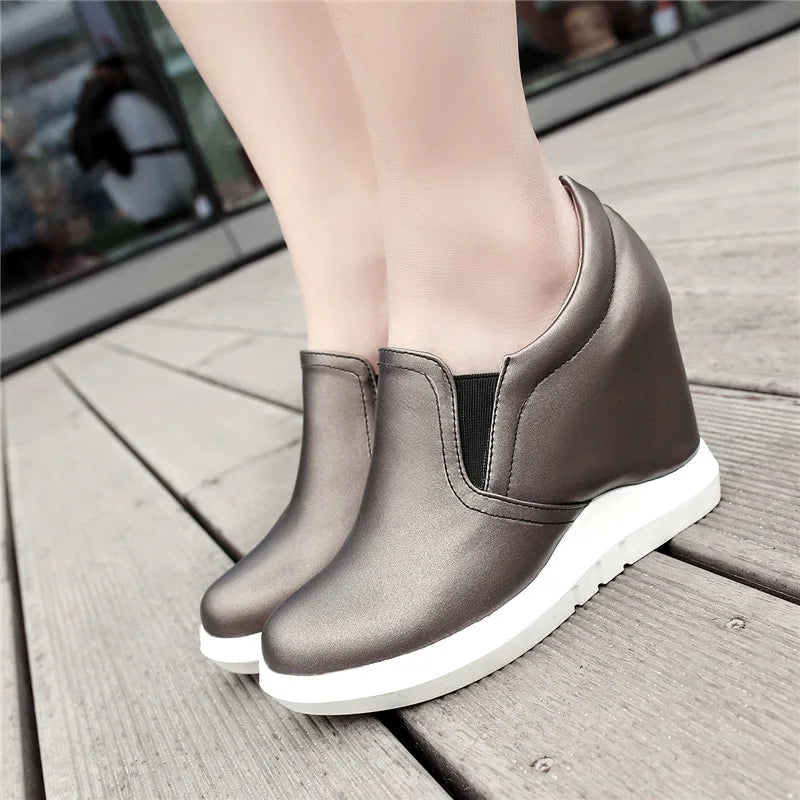 White Wedge Shoes Women Sneakers Spring Autumn Hidden Heels Ladies Loafers Shoes Casual Comfort Wedges Platform Female Shoes