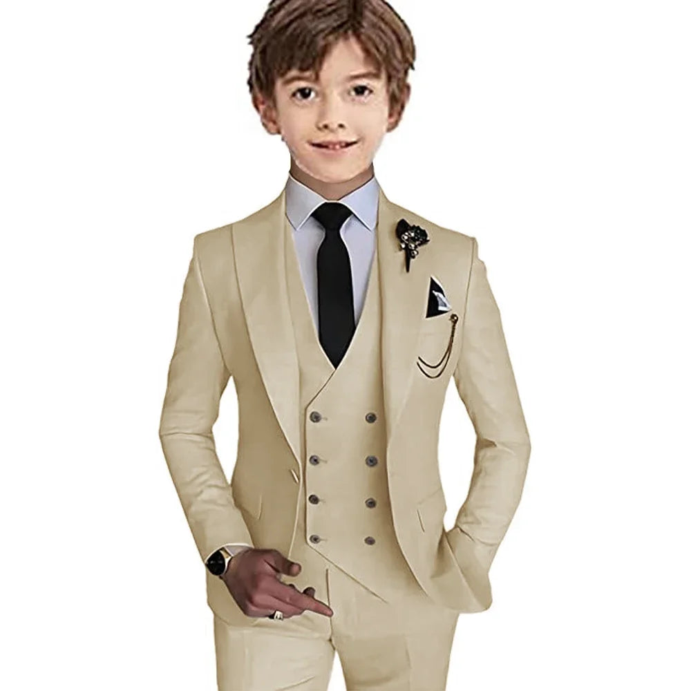 Boys 3 Piece Suit Jackets Single Breasted Vest Tuxedo Suits for Children 3-16 Years Old Colorful Kids Outfit Prom Party