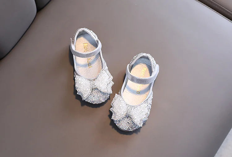 Autumn Girls Leather Shoes Princess Square Rhinestone Bow Single Shoes Fashion Children Performance Wedding Shoes G14