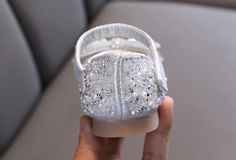 Autumn Girls Leather Shoes Princess Square Rhinestone Bow Single Shoes Fashion Children Performance Wedding Shoes G14