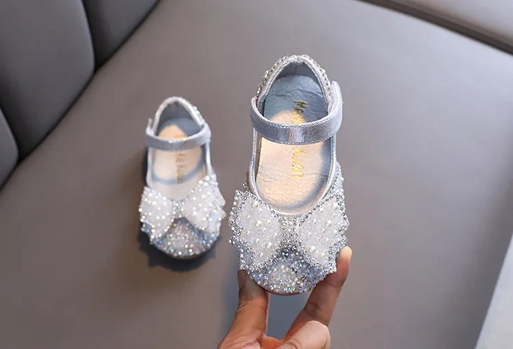 Autumn Girls Leather Shoes Princess Square Rhinestone Bow Single Shoes Fashion Children Performance Wedding Shoes G14