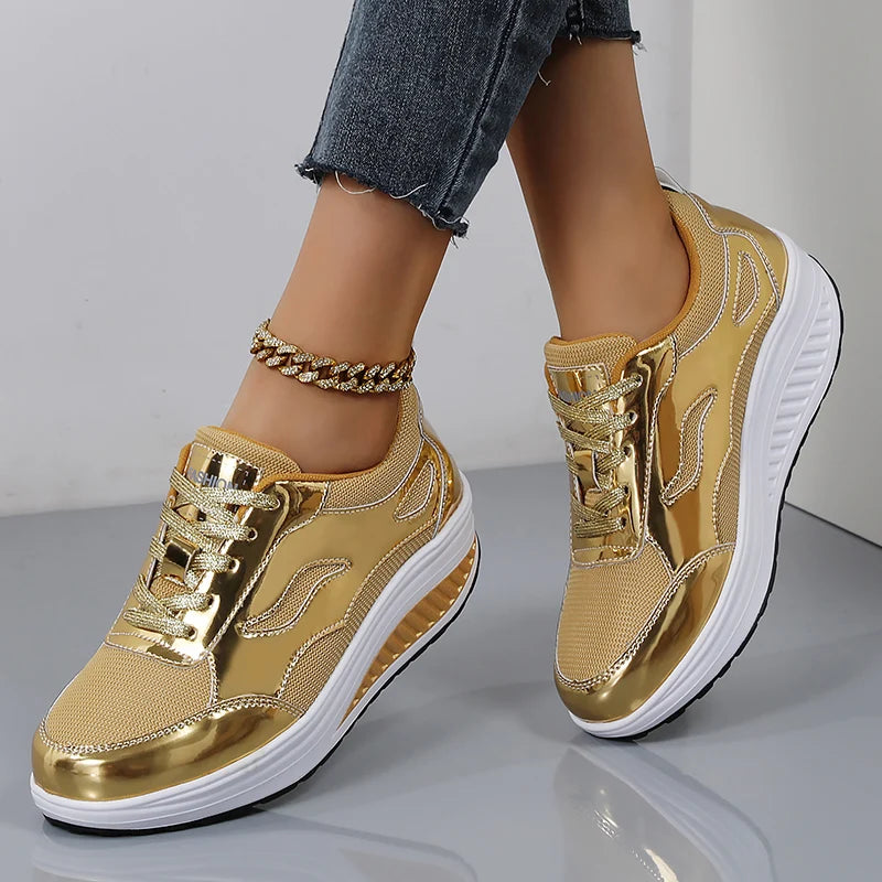 PinkM PT182 Sneakers Women Casual Shoes Platform Slip on Loafers 2024 New Flats Female Walking Shoes Wedges Chunky Woman Ladies