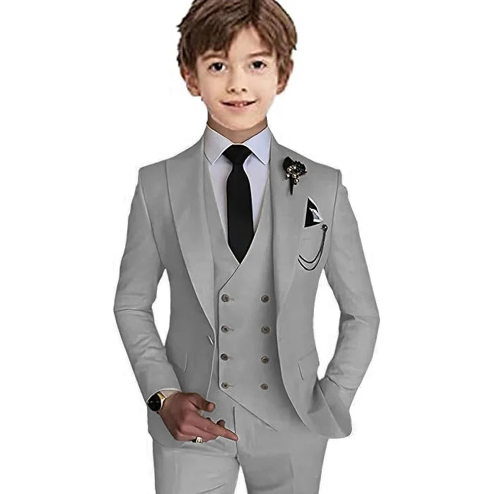 Boys 3 Piece Suit Jackets Single Breasted Vest Tuxedo Suits for Children 3-16 Years Old Colorful Kids Outfit Prom Party