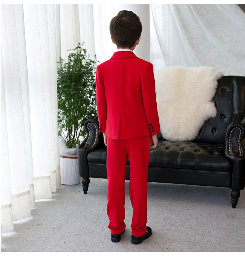 White Kids Boy Host Piano Handsome Suit