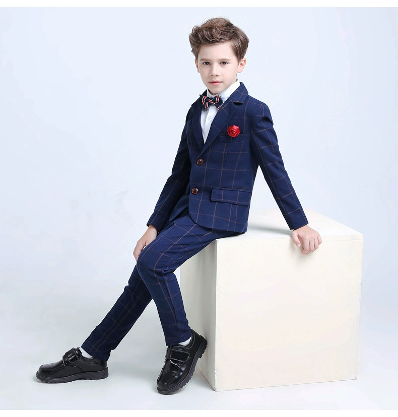 White Kids Boy Host Piano Handsome Suit