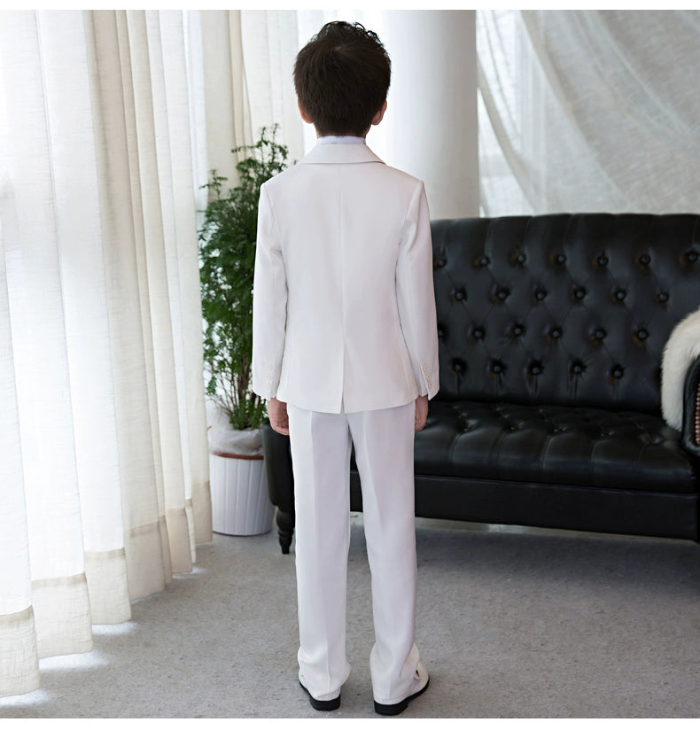 White Kids Boy Host Piano Handsome Suit