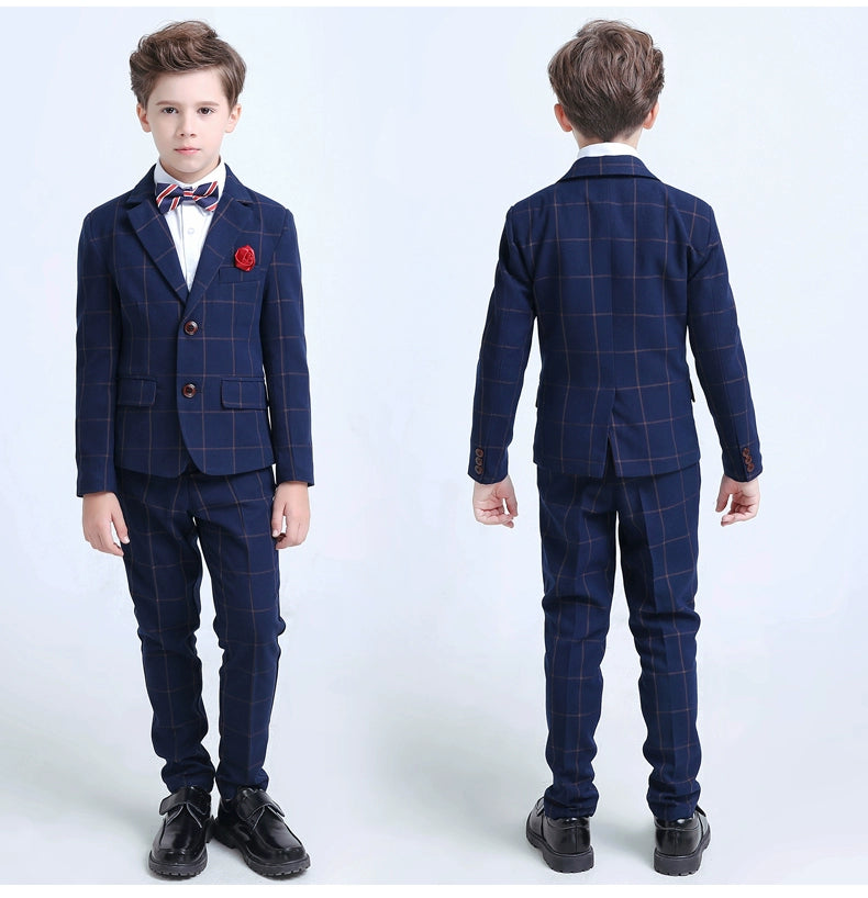 White Kids Boy Host Piano Handsome Suit