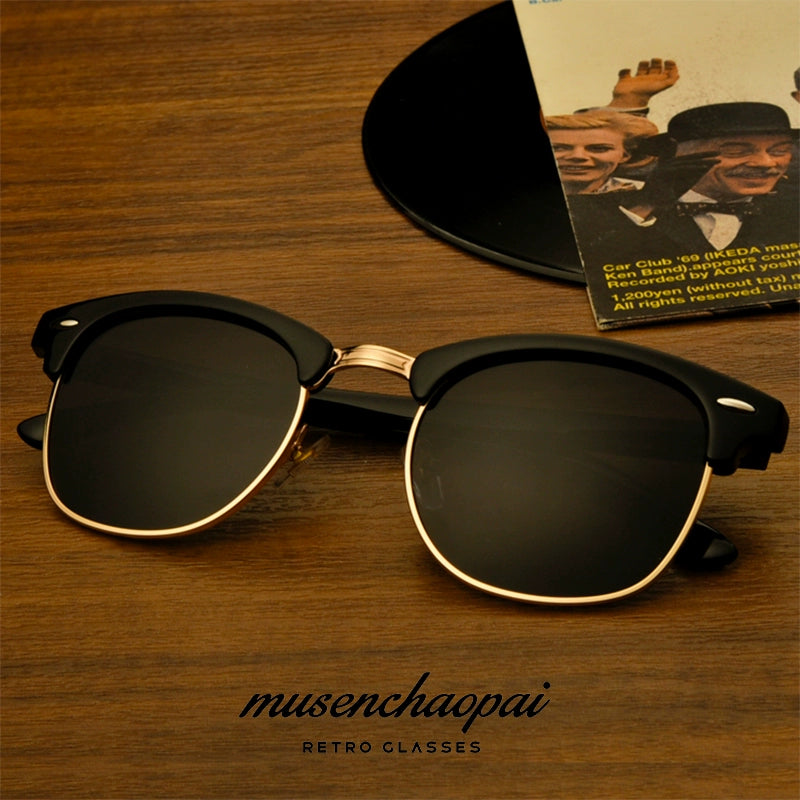 2024 New Arrival Trendy Polarized Half Frame Square Sunglasses Driving Box Men and Women Fashion K-style Sun Glasses