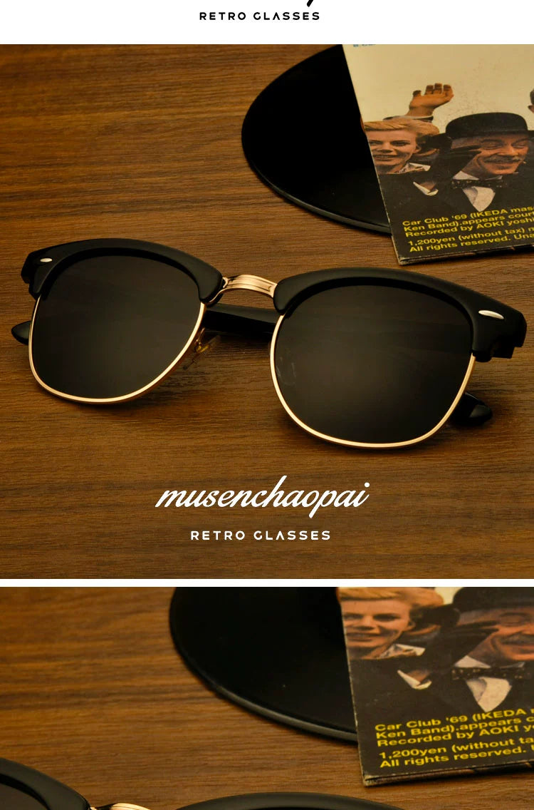 2024 New Arrival Trendy Polarized Half Frame Square Sunglasses Driving Box Men and Women Fashion K-style Sun Glasses