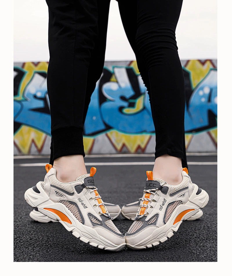 Summer Mesh Men's Breathable Shoes Sneaker Men's Summer Thin Single Mesh Plus Size Teenagers Junior High School Student Mesh Shoes